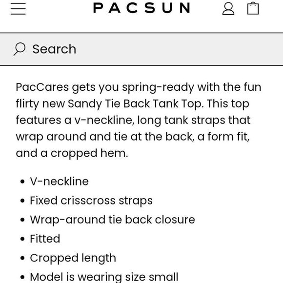 PacSun Sandy Tie Back Tank Sz M - Picture 3 of 11